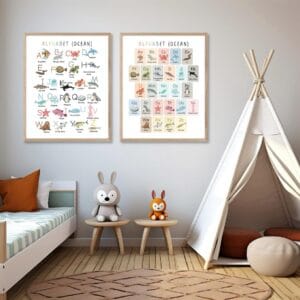 Printable sea life ABC poster for kindergarten