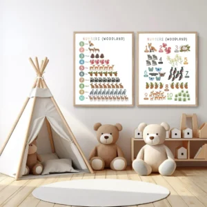 Educational forest animals numbers print for preschool learning