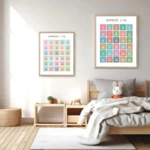 Colorful Rainbow Number Chart for nursery decor