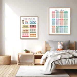 Printable Subtraction Table Poster for homeschool education