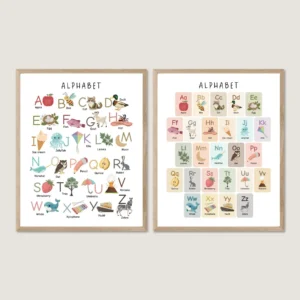 Illustrated ABC Poster educational alphabet wall art for kids