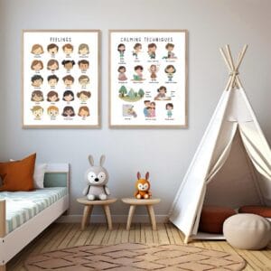 Calming techniques poster for children's playroom