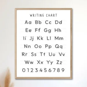 Alternative view of Alphabet Writing Chart, Cursive and Print Letters, Number Writing Poster, Handwriting Practice, Educational Printable, Digital Download