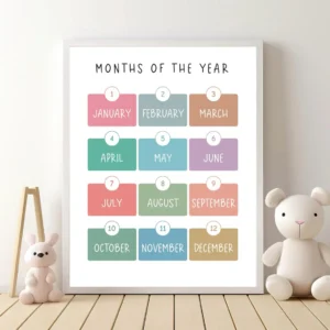Monthly Learning Chart for preschool and kindergarten