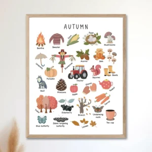 Spring summer autumn winter posters for classroom wall decor
