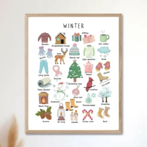 Educational four seasons wall art for preschool children