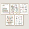Transportation Alphabet Print Set with ABC letters and numbers for kids