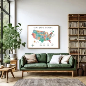 Rainbow United States map for classroom wall decor