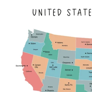 United States America Map printable wall art for classroom
