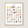 Farm Animal Print educational nursery wall art