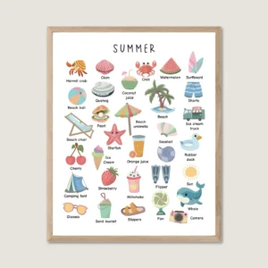 Summer ABC Poster for kids alphabet learning
