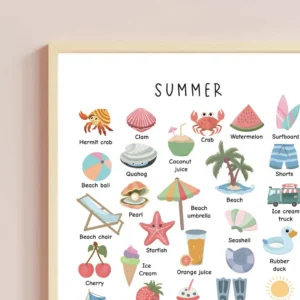 Colorful summer alphabet printable poster