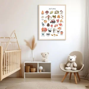 Autumn themed learning wall art for children