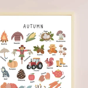 Preschool fall educational printable poster