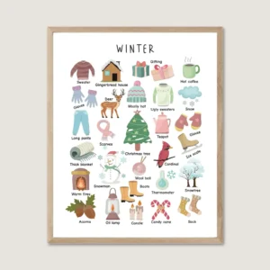 Winter Alphabet Poster for kids ABC learning
