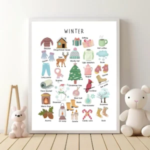 Kids winter ABC learning wall art