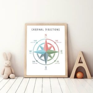North South East West learning chart for children
