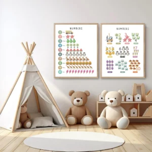 Printable number wall decor for homeschool learning area