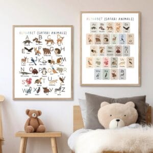 Printable A to Z animal poster for preschool classroom