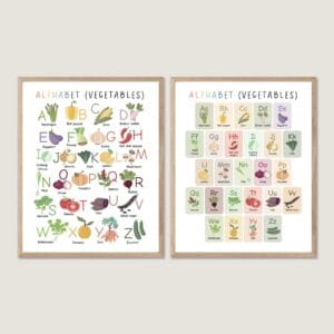 Vegetable Alphabet Print educational ABC poster for kids