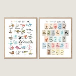 Ocean Animals Alphabet Poster with sea life from A to Z
