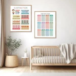 Subtraction facts chart for elementary school students