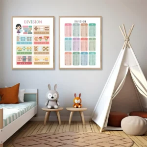 Printable division math chart for kids educational activities