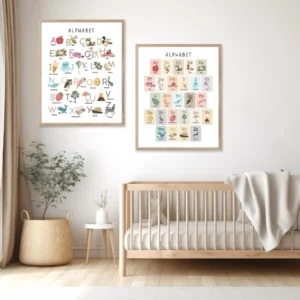Printable ABC wall art for nursery and playroom