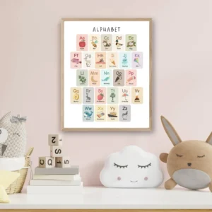 Montessori alphabet poster for homeschool learning spaces