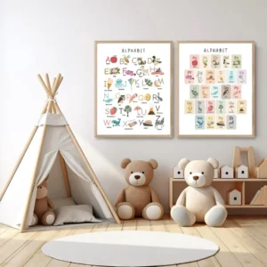 Illustrated ABC Poster for kindergarten classroom learning