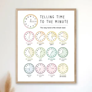 Printable clock chart for kindergarten and early learning