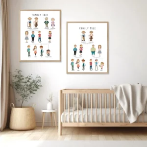 Family history educational wall art for homeschool rooms