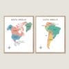 North South America Map educational geography poster