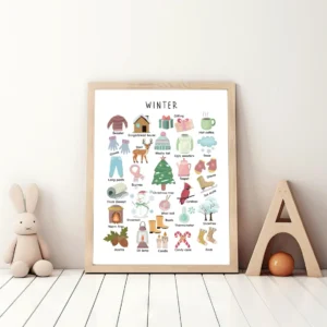 Autumn and winter educational wall art for children