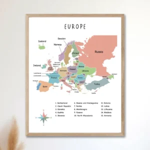 Continents Poster for preschool and kindergarten learning