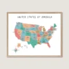 United States America Map educational poster for kids