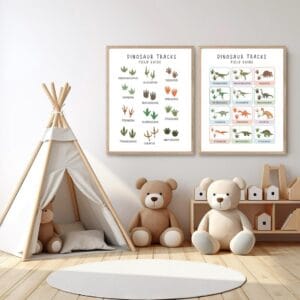 Dinosaur footprints poster for playroom decoration