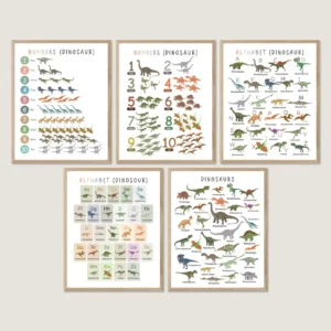 Dinosaur Alphabet Numbers Print with A-Z letters and numbers 1 to 10