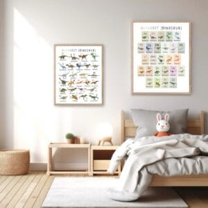 Dinosaur nursery wall art with alphabet letters
