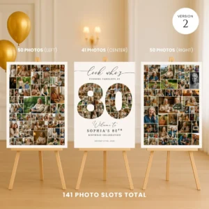 80th birthday Canva photo collage template