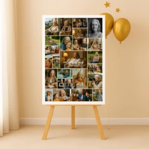 80th birthday photo collage party sign