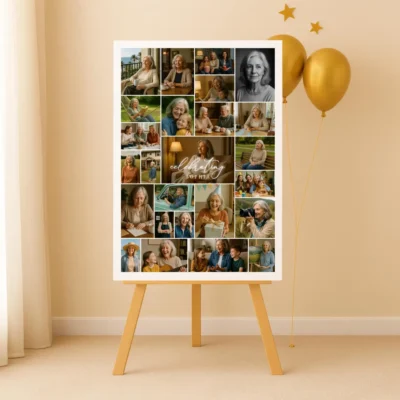 80th birthday photo collage party sign