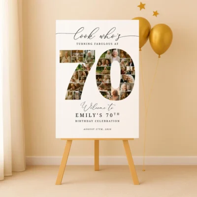 70th Birthday Welcome Board 250 photo collage template
