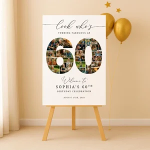 60th Birthday Welcome Sign photo collage