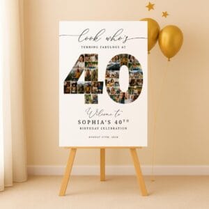 Fortieth Birthday Photo Display welcome sign