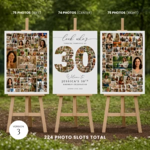 Editable 30th birthday photo collage Canva template