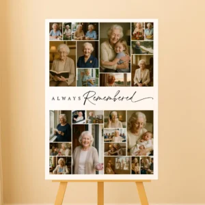 Celebration of life photo display Canva design
