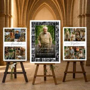 Funeral Photo Collage Sign Template memorial poster
