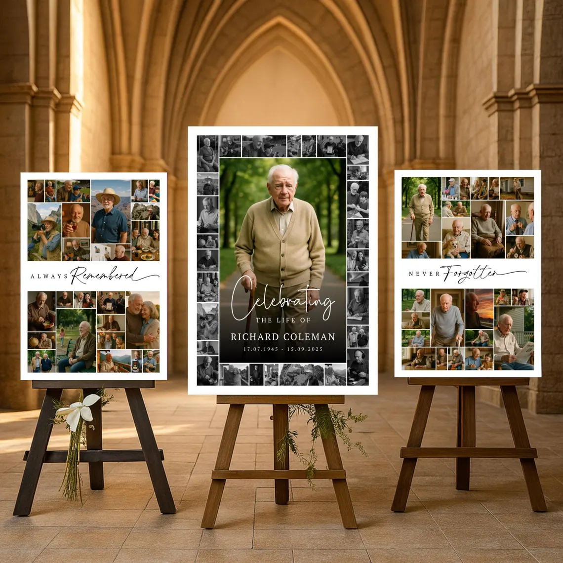 Funeral Photo Collage Sign Template memorial poster