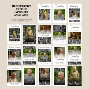 Funeral photo display with 20 photo layout